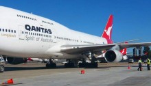 Qantas widebody jet maintenance bay